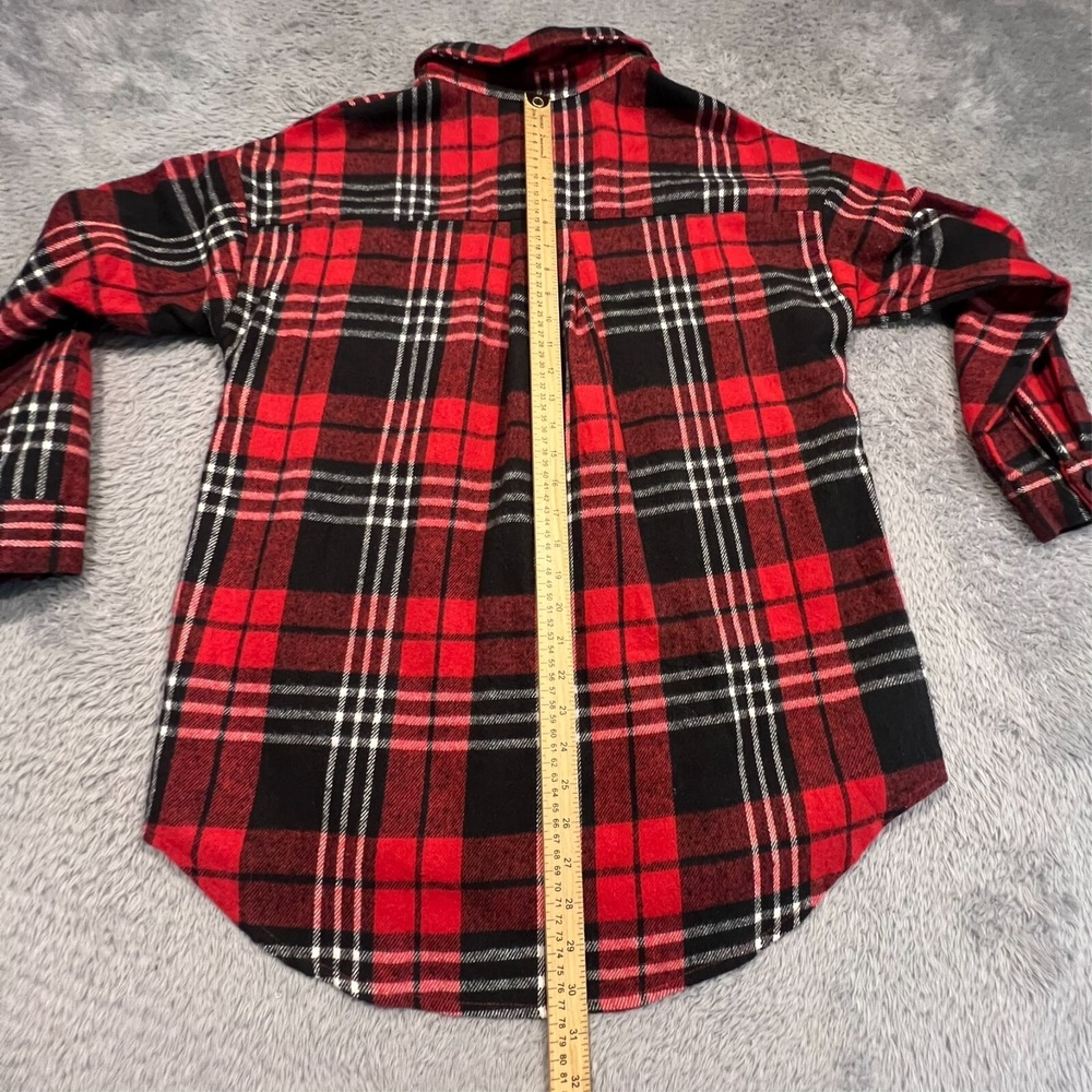 BTFBM Flannel Red Black Button Up Long Sleeve Plaid Check Women's M‎ NWT - Picture 11 of 14